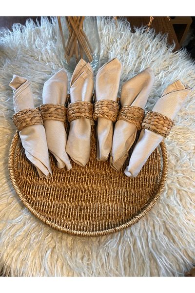 Paganca 6-Piece Natural Straw Napkin Ring / Ring
