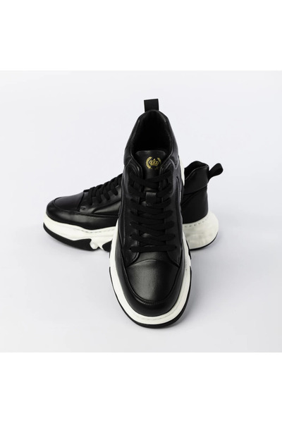 advancer Ανδρικά αθλητικά παπούτσια από γνήσιο δέρμα 9216 μαύρο