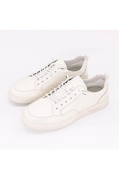 advancer Men's Sports Shoes Made of Genuine Leather W2611 White