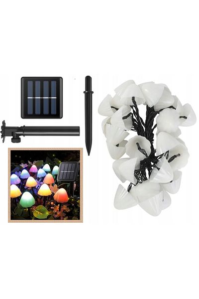 LedClick LAMPĂ CIUPERCI CU PANOU SOLAR, 5M, LED CALDU