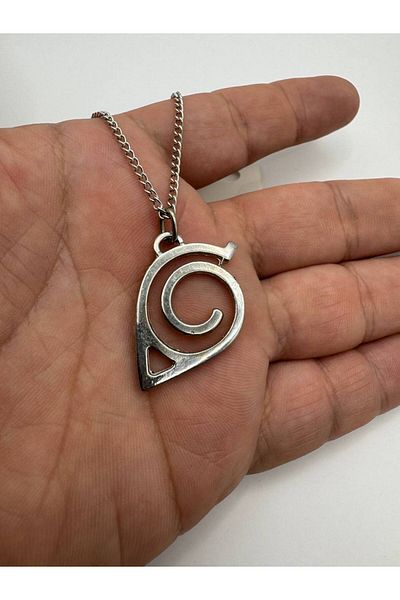 Herşey Nota Naruto Konoha Leaf Figured Unisex Necklace – Metal Anime Jewelry with 60 cm Chain