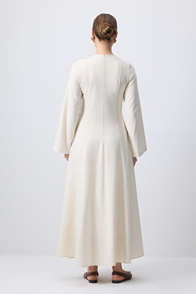 Touché Privé DOĞAL DOKULU KEMER DETAYLI ELBİSE