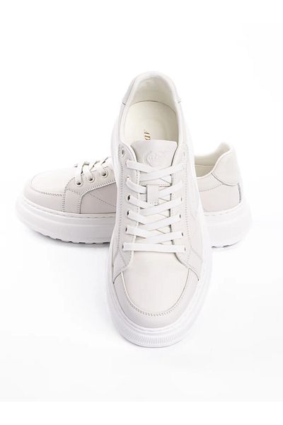 advancer Men's Sports Shoes Made of Genuine Leather 88812 White