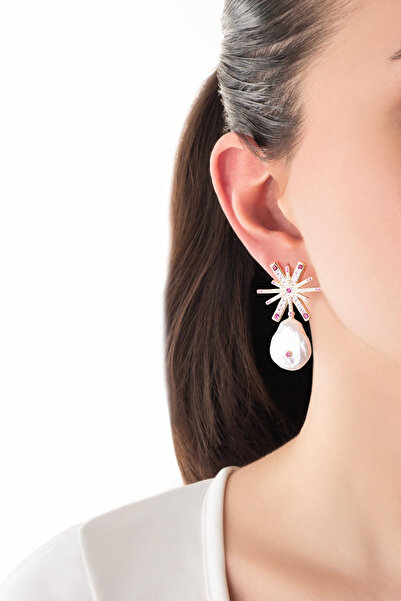 So CHIC... İnci Yıldızı 18 Ayar Sarı Altın Kaplama Gümüş Küpe