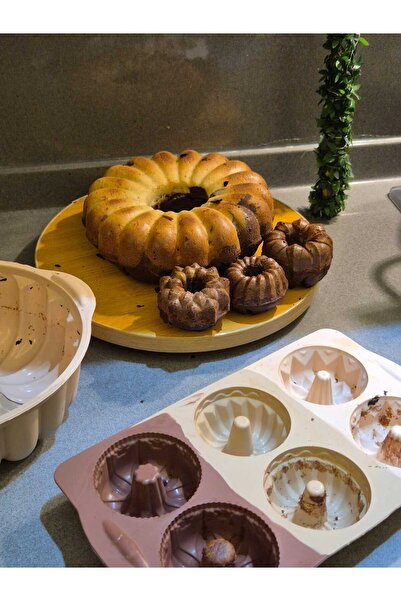 Lider MAGNESİA قالب كيك سيليكون بيضاوي 21 × 8 سم بني غير لاصق قالب سيليكون مت...