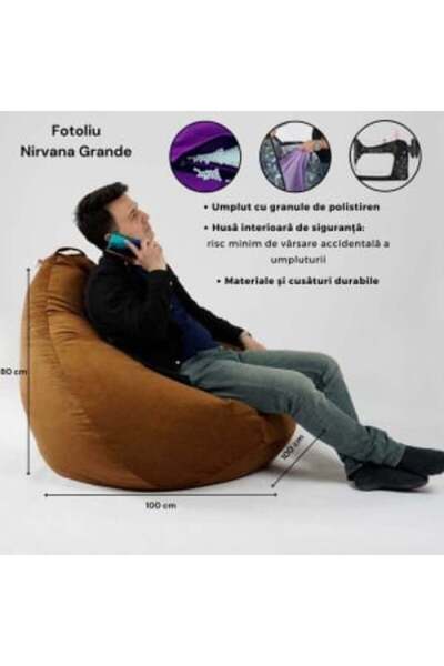 Pufrelax Fotoliu Nirvana Grande, Material Piele ecologica - Turcoaz