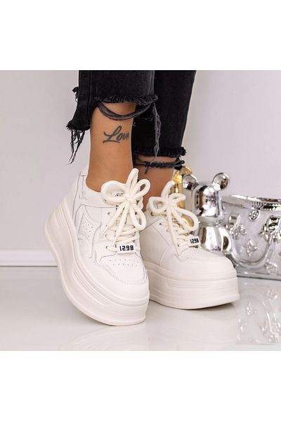 mei Women's Platform Sneakers 717-8 White