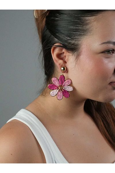 Sumen Butik Flower Symbol Gold Detailed Dangle Summer Earrings
