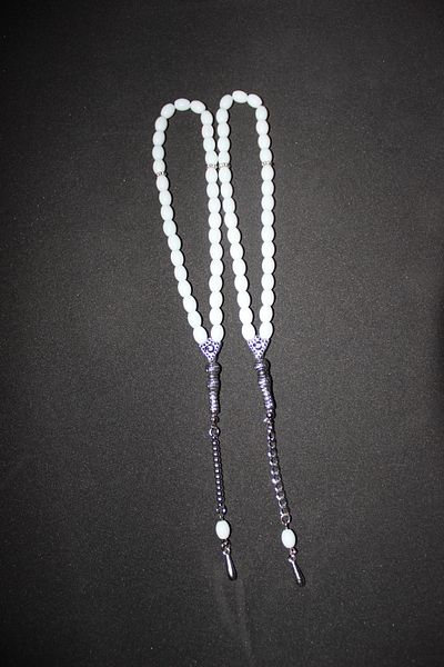 Lio20 Onyx Stone 2-Piece Glass Prayer Beads Set - Gift Accessory & Bujiteri & White