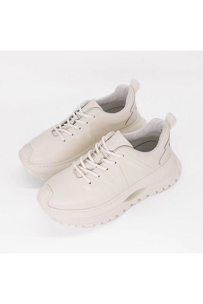 advancer Men's Sports Shoes Made of Genuine Leather 86698 White