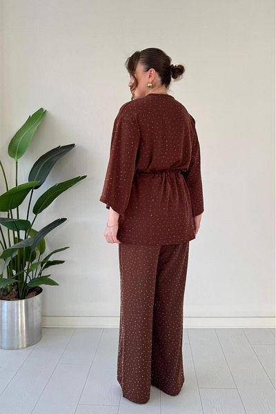 MaziButik Sparkly Jacket Suit Brown