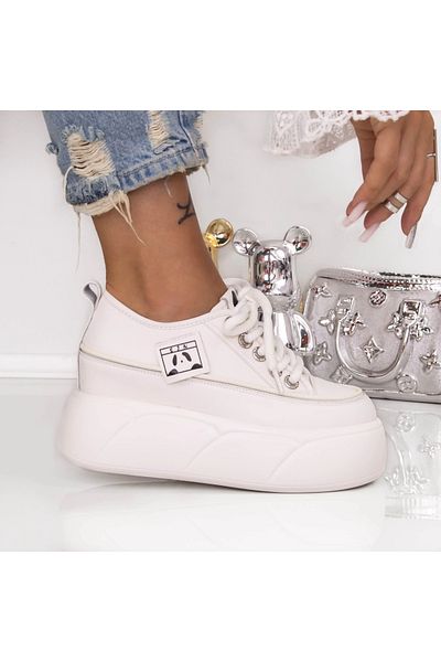 mei Women's Platform Sneakers 796-1 White