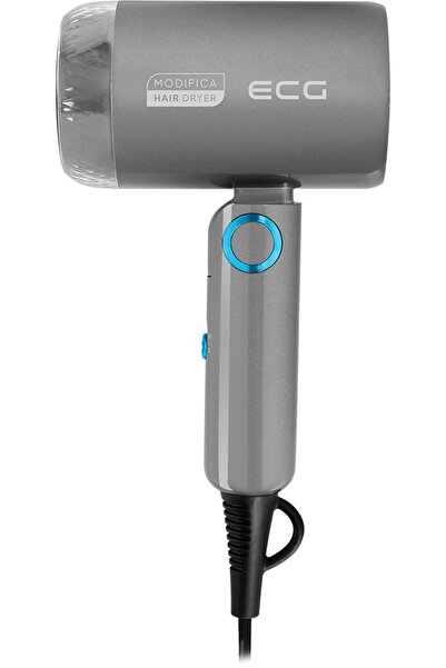 ECG Grigio Piccolo travel hairdryer, 1200 W, 2 speeds, 2 temperature levels, foldable handle, gray