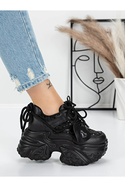 Pantoful Γυναικεία Αθλητικά Παπούτσια με Πλατφόρμα 5SJN12 Μαύρα