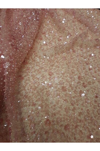 Safir Kumaş Işıl Işıl Şeffaf Pul İşlemeli 3 Metre Dantel (Astarı Dahil)