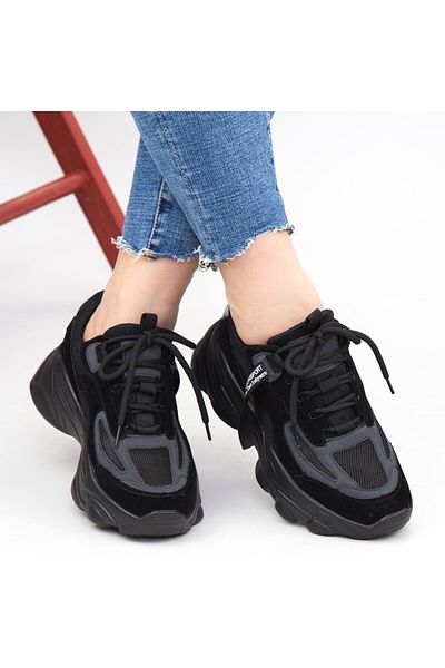 mei Women's Platform Sneakers SZ259 Black