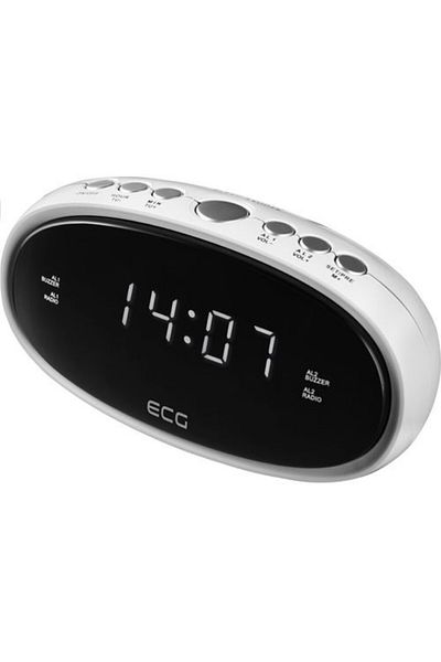 ECG RB 010 clock radio white, FM, Digital, 10 station memory, double alarm