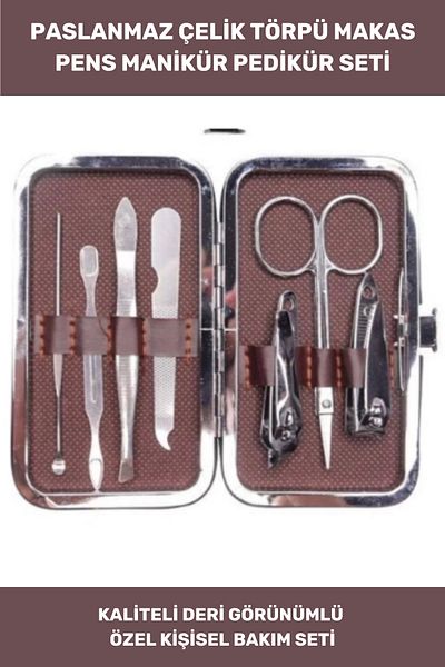 Thriftbuds Special Production Durable Long Lasting Leather Look Stainless Steel 7 Piece Care Manicure Pedicure Set