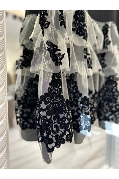 Invee Eteği Fırfır Detaylı İç Elbise - Siyah