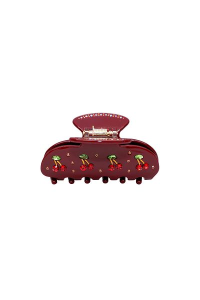 Roberta Lorenz Stoned Cherry Claret Red Latch Buckle 8 cm |   High Quality Acetate Material