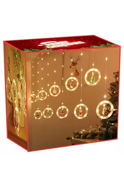 Azaris CORTINĂ LUMINOASĂ CU FIGURINE GHIRLANDĂ DE CRĂCIUN PENTRU FERESTRĂ, BALCON, EXTERIOR