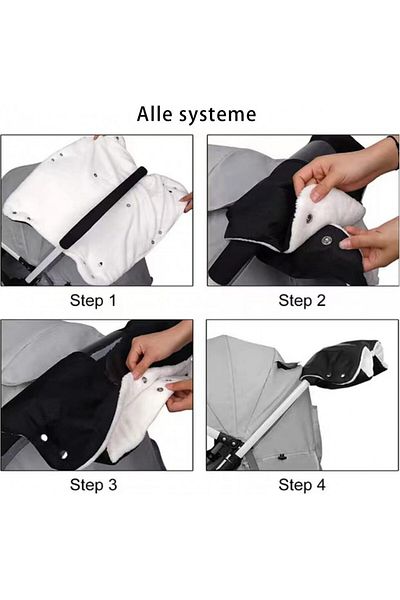 KEELYY ® stroller glove, oxford/cotton fabric, black/white