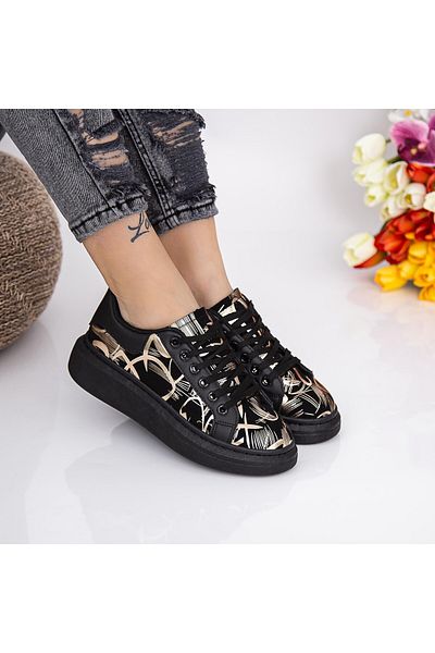 mei Pantofi Sport Dama JG37 Negru-Auriu