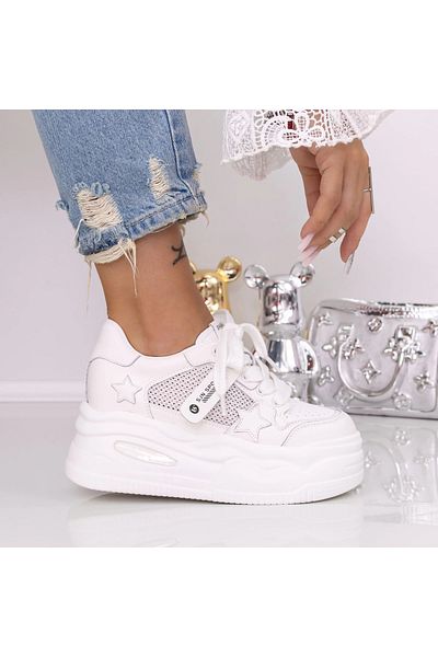 mei Women's Platform Sneakers 995-19 White