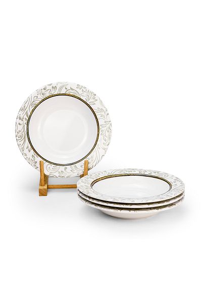 Edessa Ceramic Elana 22Cm Round Soup Plate, White (Set of 4)