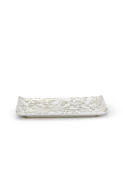 Edessa Elana Ceramic Rectangle Serving Plate (White, 12.5 x 24cm)