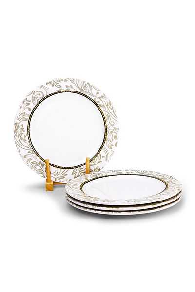 Edessa Ceramic Elana 27Cm Round Dinner Plate, White (Set of 4)