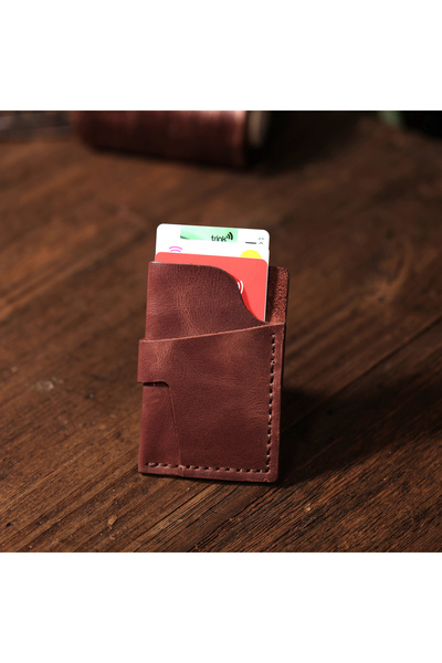 Lider Leather Χειροποίητη θήκη καρτών από γνήσιο δέρμα – Μινιμαλιστικό πορτοφόλι