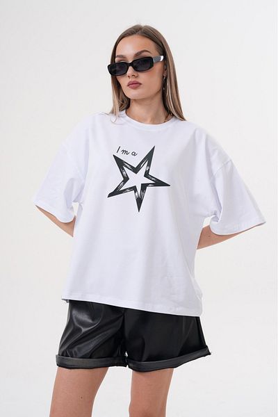 JANSO GROUP -Men's Cotton Printed Star Short Sleeve Tshirt Oversize Big Size