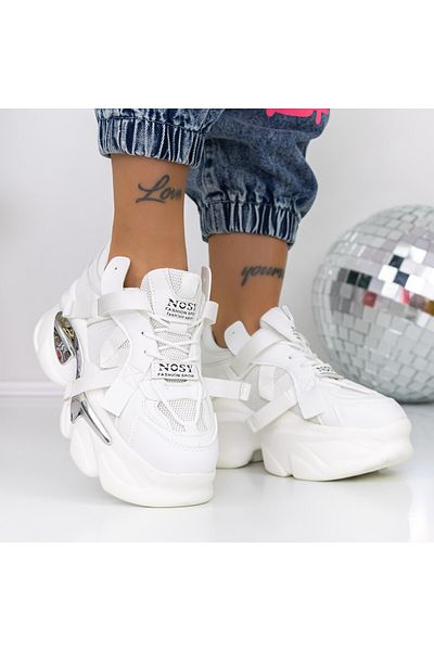 mei Women's Platform Sneakers 8252 White