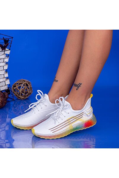 mei Women's Sports Slippers YKQ210 White-Yellow