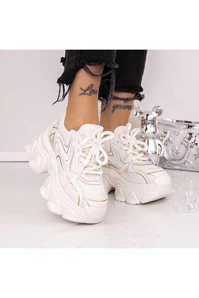 mei Women's Platform Sneakers 760-1 White
