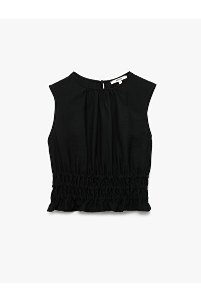 Koton Viscose Fabric Gathered Gipeli Crew Neck Sleeveless Blouse