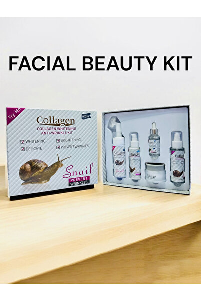 MACON مجموعة تبييض الوجه بالكولاجين ومضادات التجاعيد | مجموعة العناية بالبشرة ٥ في ١ بمستخلص الحلزون