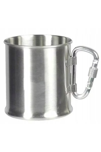 Atelier Linny Kubek turystyczny ze stali nierdzewnej z karabińczykiem 250 ml chrom połysk