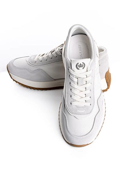 advancer Men's Sports Shoes Made of Genuine Leather 57019 White