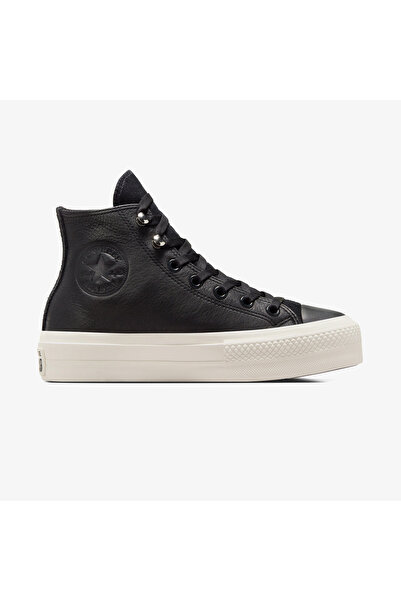 Converse Chuck Taylor All Star Lift Kadın Siyah Deri Platform Bot