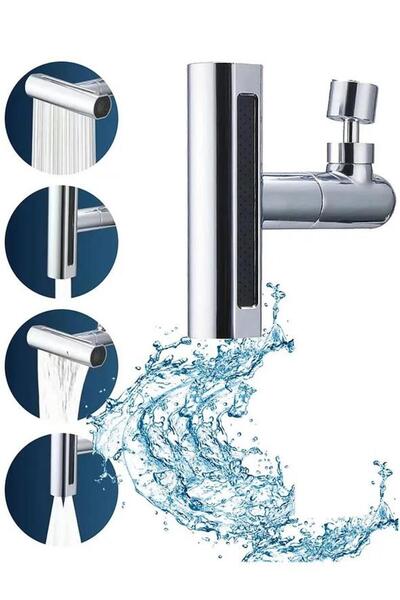 KAREN BANYO Krom Tasarruflu 4 Modlu Ayarlanabilir Musluk Başlığı Lavabo Batarya Fiskiye Ucu Perlatör