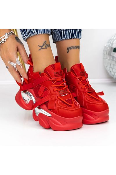 mei Women's Platform Sneakers 8252 Red