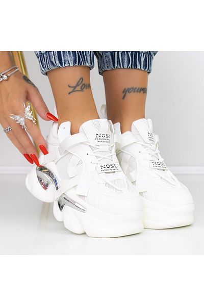mei Women's Platform Sneakers 8252 White