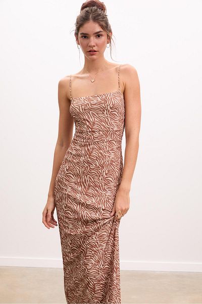 Stradivarius Printed tulle midi dress