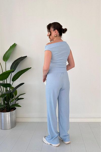MaziButik Off Shoulder Double Suit Baby Blue