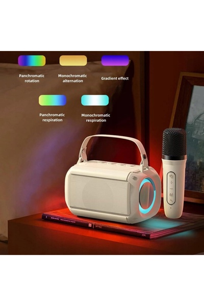 Azaris MINI BEZPRZEWODOWY GŁOŚNIK BLUETOOTH KARAOKE 2 MIKROFONY LED DLA DZIECKA XL