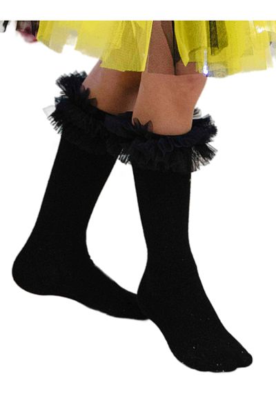 fustite cu luminite Black Tulle Ruffled Socks, School, Kindergarten - 5-6 Years