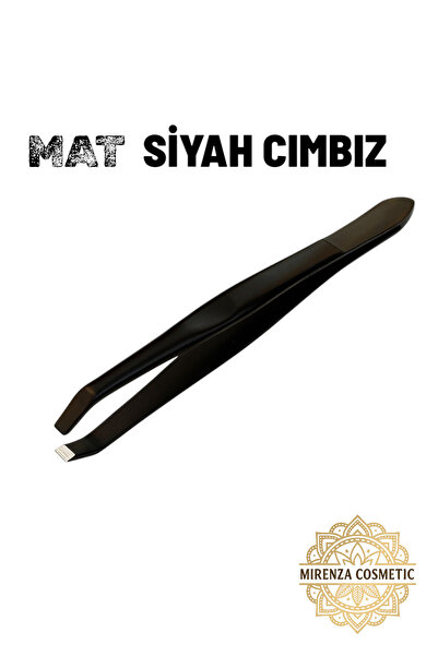 mirenza cosmetic Flat Tip Matte Black Tweezers – Stainless Steel Eyebrow Pluc...