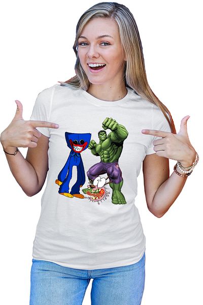 OEM Tricou Femei Huggy Wuggy Courage Coward Dog Hulk Fight Demon